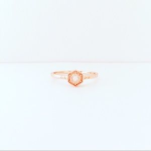 COPY - Morganite Hexagon Ring, 14k Rose Gold Diamond ring